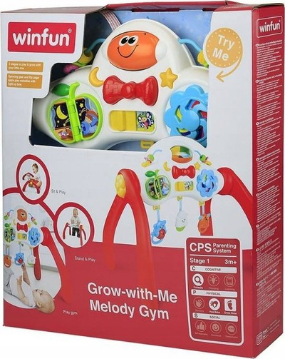 Palestrë lodrash për bebe Winfun Grow-with-Me Melody Gym, muzikë dhe drita, 3m+, shumëngjyrëshe