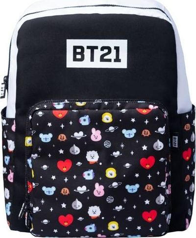 Çantë shkolle BT21 Cool Collection, me xhepa anash, lidhet me trolley, e zezë