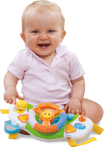 Lodër timoni Baby Crib Driver, interaktive, me drita edhe muzikë, shumëngjyrëshe