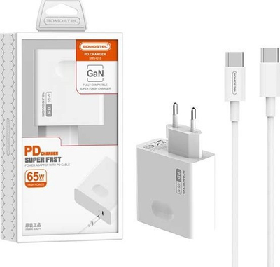 Karikues rrjeti Somostel 65W GaN, USB Type C në Type C, Quick Charge 3.0, i bardhë