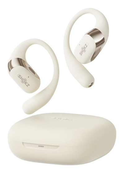 Kufje wireless Shokz OpenFit 2, Bluetooth, bateri 48 orë, bezhë