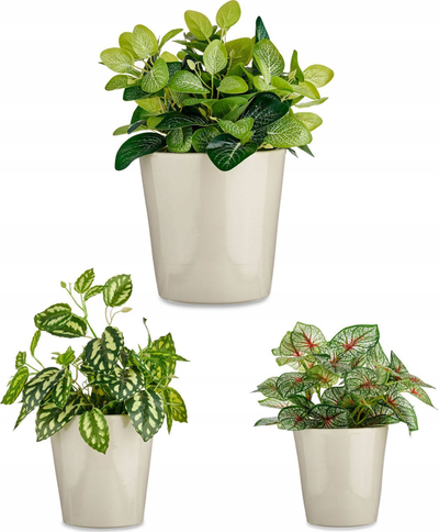 Сет конични саксии IBERGARDEN, 3 парчиња, Ø14cm Ø17cm Ø22cm, сива
