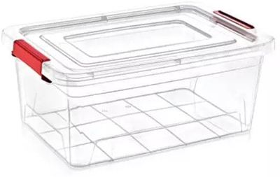 Kuti ruajtëse Smartbox 15L, 42x28x18cm, transparente, me kapak të kuq