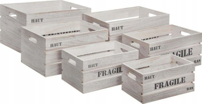 Set kuti druri dekorative, 6 copë, me doreza, kafe natyrale