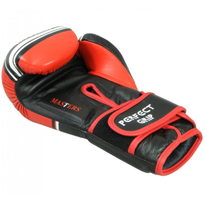 Doreza boksi Masters RBT LF, 20 oz, lëkurë, të zeza me të kuqe