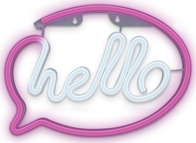 Dritë dekorative Forever Light Neon Hello, LED, USB dhe 3xAA, rozë e bardhë