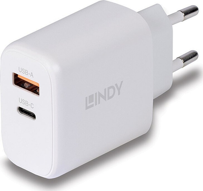 Karikues muror Lindy 73428, 65W, 2 porta USB USB C, i bardhë