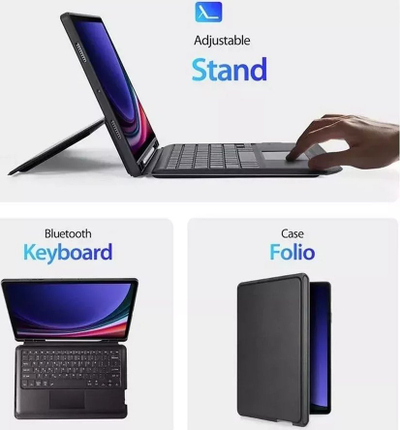 Kapak me tastierë Dux Ducis DK për Samsung Tab S9 Plus, Bluetooth, me vend për stylus, i zi