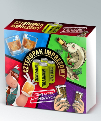 Set lojrash me alkool Grammi Party Four Pack, 4 lojra, për të rritur, shumëngjyrësh