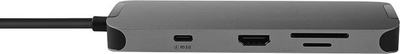 Stacion dokimi Chieftec DSC-901, USB-C, HDMI dhe Gigabit Ethernet, gri titanium