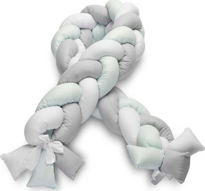 Mburojë krevati për bebe Sensillo Braid, 210 cm, pambuk, ngjyrë mint