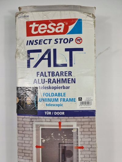 Kornizë dere kundra insekteve Tesa Insect Stop FALT, alumin palosës, teleskopike 80 x 170 cm, antracit
