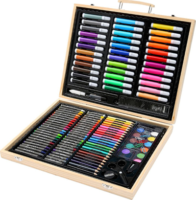 Set arti ProNice Artistic Set, 150 copë, kuti druri, shumëngjyrësh