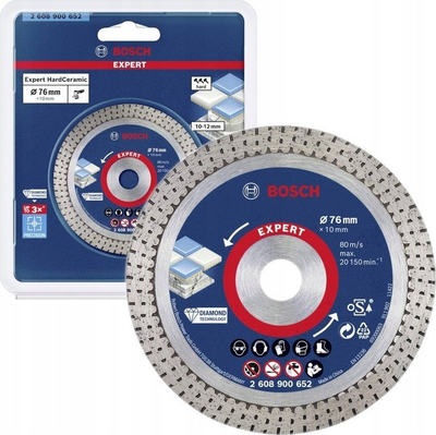 Disk prerës Bosch Expert Hard Ceramic, diamant, 76mm, 1.5mm, bosht 10mm