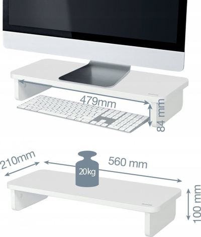 Bazë monitori IncaGold Ergo, deri 24", ergonomike, e bardhë
