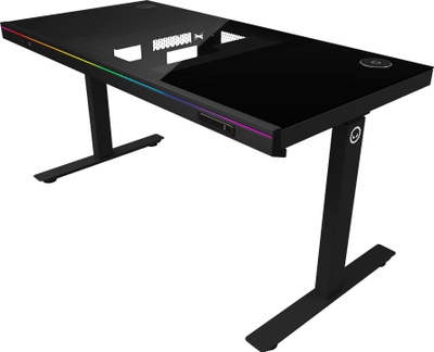Tavolinë gaming Lorgar Desk Elite 90, elektrike sit/stand, xham i temperuar, e zezë