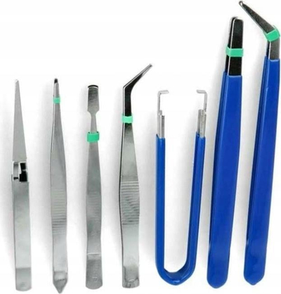 Set pincetash Tweezer Assortment, 7 copë, për punime të imta