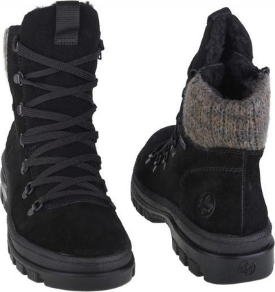 Çizme dimri Rieker Booties W X8200-00, lëkurë, me zinxhir, të zeza