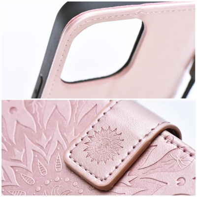 Këllëf telefoni MEZZO Book Mandala për Samsung Galaxy A06, me portofol, mbyllje magnetike, rozë