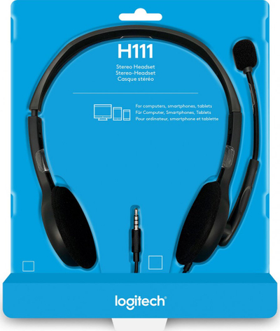 Kufje me mikrofon Logitech Stereo H111, me tel, të zi