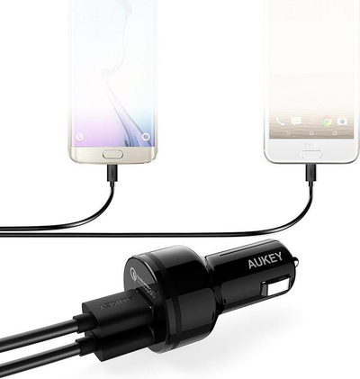 Ngarkues veture Aukey CC-T8, 2x USB-A, 6A, i zi