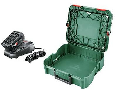 Сет батерија и полнач Bosch Home &amp; Garden SystemBox Starter Set, 18V Li-Ion 2.5Ah, со кутија за складирање, зелен