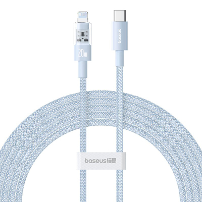 Кабел за полнење Baseus Gem USB C во Lightning, 20W, 2m, сина