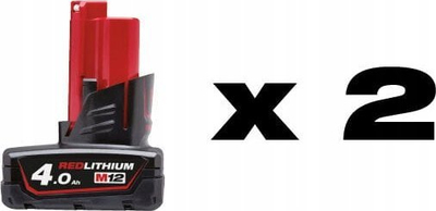 Makita goditëse me bateri Milwaukee M12 FPD2-402X, 12V, 2x 4.0Ah, e kuqe e zezë