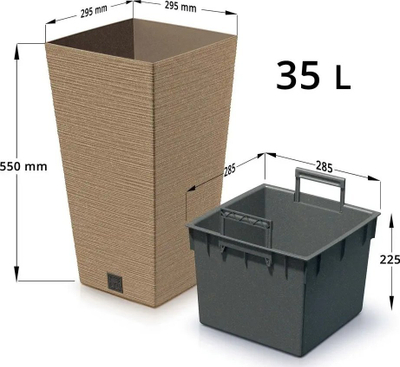 Vazo për zbukurim Flowerpot FURU SQUARE ECO WOOD, 30cm, ngjyrë dru natyrale