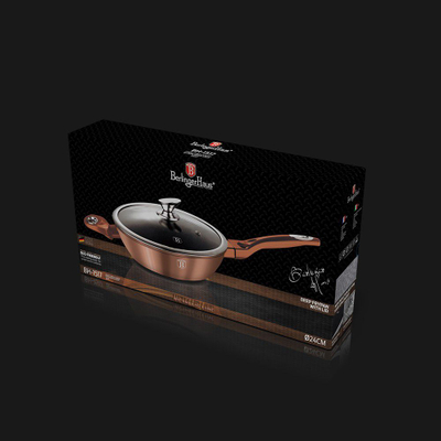 Tigan skuqjeje Berlinger Haus Metallic, 24 cm, alumini me veshje mermeri, gri metalik