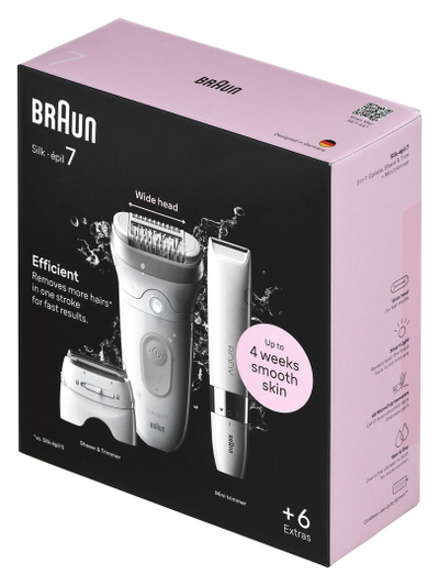 Epilator Braun Silk épil 7 7 441, kokë e gjerë, për qime 0.5 mm, i bardhë