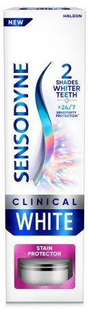 Set pastë dhëmbësh Sensodyne Clinical White, 2 x 75 ml, me fluor, për dhëmbë që i kanë pak të ndjeshëm