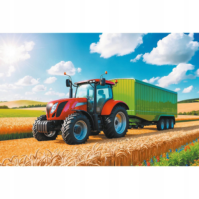 Puzzle Trefl Kids Makineri Bujqësore, 100 pjesë, traktor me rimorkio, shumëngjyrësh
