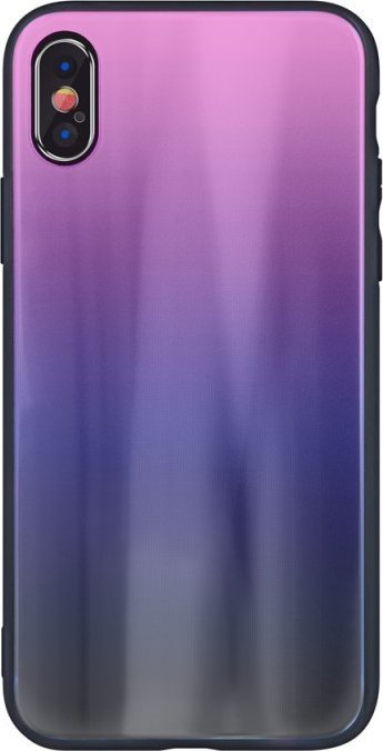 Kapak Mocco Aurora Glass për iPhone 6 Plus / 6S Plus, silikon, rozë me të zezë