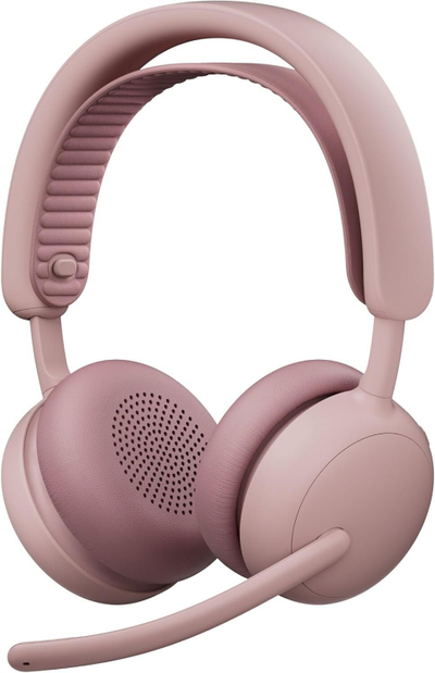 Безжични слушалки Logitech Zone Wireless 2 ES, со микрофон, поништување на бучава, розови