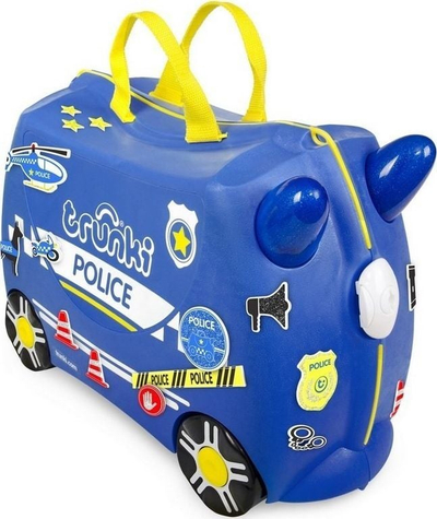 Детски куфер Trunki Ride-On Police Patrol Car Percy, 18L, син