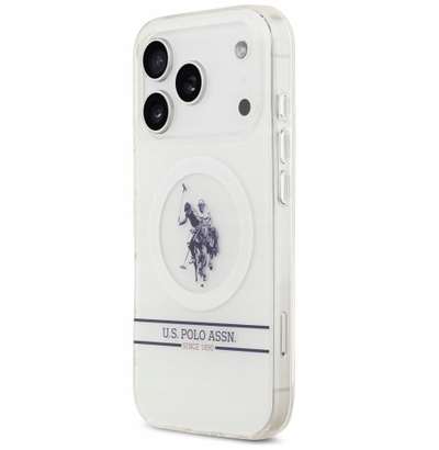 Kllëf telefoni U.S. Polo DH and Bottom Stripe Logo MagSafe, për iPhone 17 Pro, i bardhë