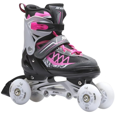 Patina inline Enero PRO LED 4 në 1, të rregullueshme 30-33, me LED, rozë me të zezë