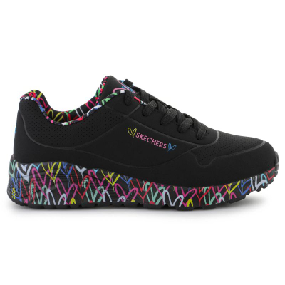 Atlete për goca Skechers Lovely Luv Jr 314976L-BKMT, Air Cooled Memory Foam, të zeza shumëngjyrëshe