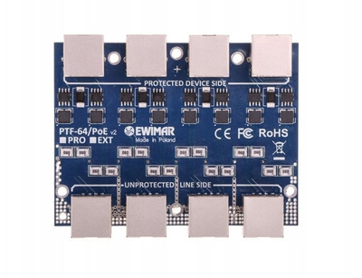 Mbrojtës kundër mbitensionit Ewimar PTF-64-ECO POE për rrjet, gri
