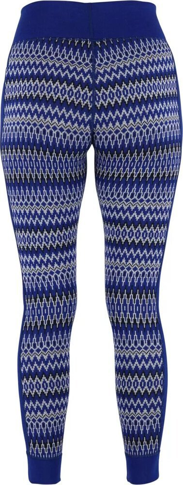 Geta termike Kari Traa Silja Wool për goca, 100% lesh merino, bel i lartë, blu me motive