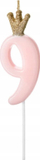 Qiri ditëlindje Pink, numri 9, 9.5cm, rozë