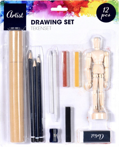 Set vizatimi Artist Drawing Set, 12 pjesë, për kalamaj, shumëngjyrësh
