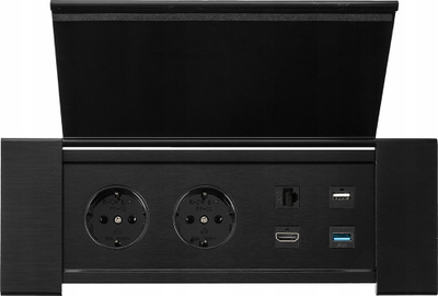 Prizë tavoline Spacetronik SPS-F26B V2, 2x230V, me porta USB dhe HDMI, e zezë