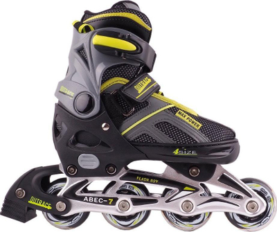 Patina inline Outrace Flash Boy PW-126B-79, kushineta ABEC 7, rrota 82A, gri e zezë me të verdhë