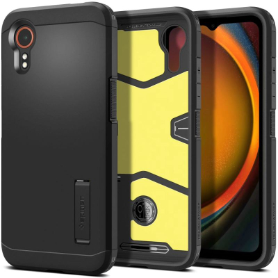 Këllëf telefoni Spigen Tough Armor për Samsung Galaxy XCover7 Pro, i fortë dhe mbrojtës, i zi