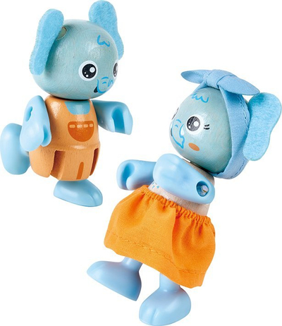 Set lodrash Hape Elephant Family, 4 figura, mbi 3 vjeç, shumëngjyrësh