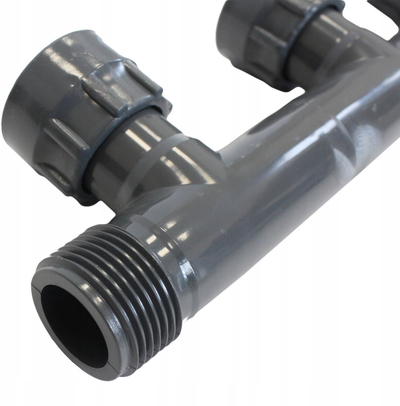 Manifold PVC për valvola solenoide Rain, 2 dalje F1, presion, gri