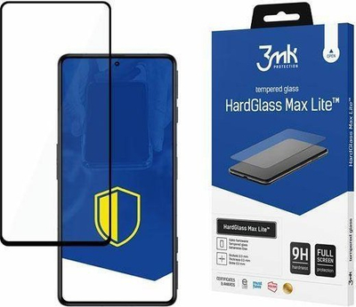 Stakllë mbrojtëse 3mk HardGlass Max Lite për Xiaomi Poco F4 5G, xham i temperuar, transparente me kornizë të zezë