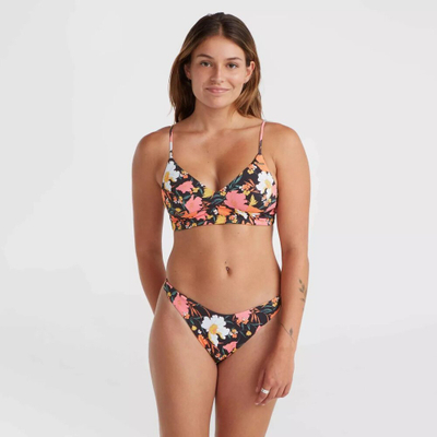 Set bikini për goca O'Neill Wave Skye, prerje klasike, me lule, i zi